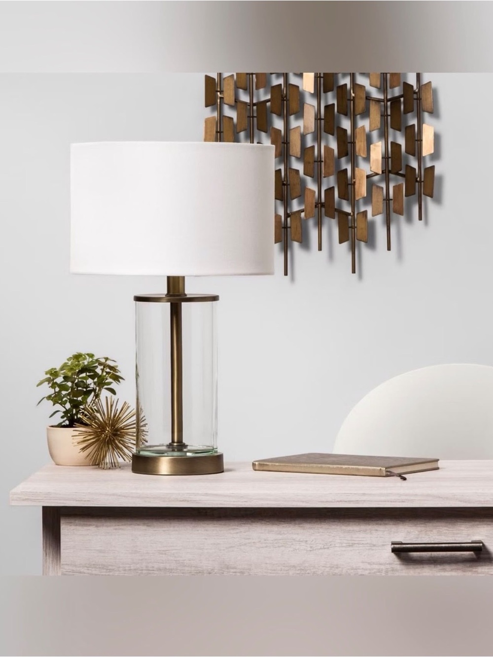 Fillable Accent with USB Table Lamp Brass - Threshold: Modern
Glass Nightstand